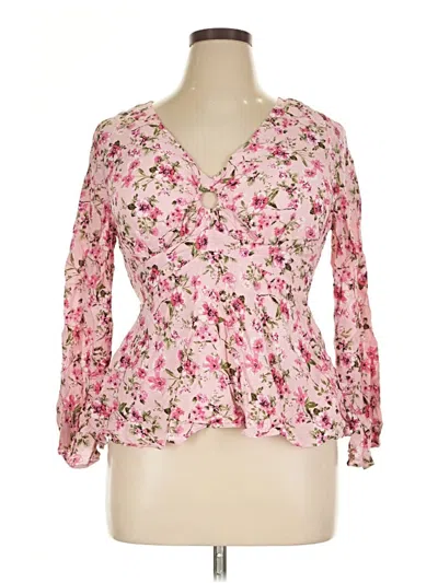 Pre-owned No Boundaries Long Sleeve Blouse In Pink