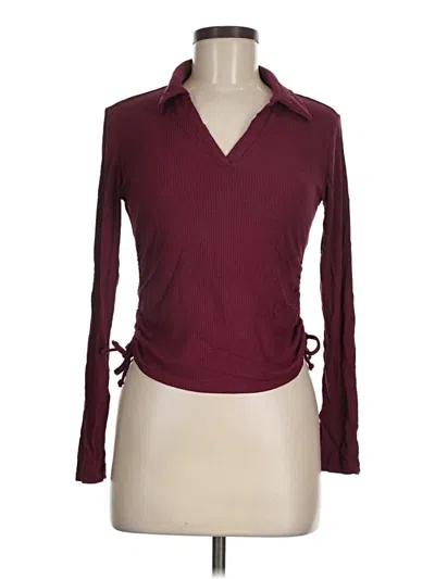 Pre-owned No Boundaries Long Sleeve Polo Shirt In Burgundy