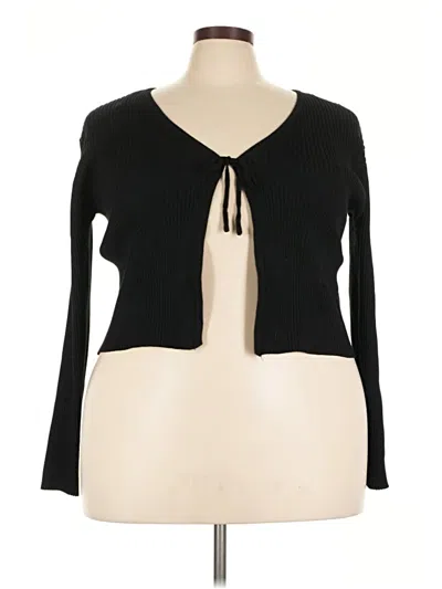 Pre-owned No Boundaries Long Sleeve Top Black Plunge Neckline Tops