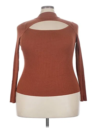 Pre-owned No Boundaries Long Sleeve Top Brown Cold Shoulder Neckline Tops