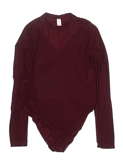 Pre-owned No Boundaries Long Sleeve Top Burgundy Plunge Neckline Tops