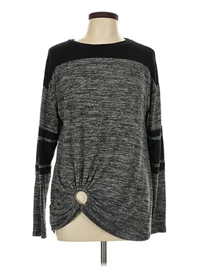 Pre-owned No Boundaries Long Sleeve Top Gray Crew Neck Tops