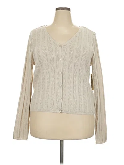 Pre-owned No Boundaries Long Sleeve Top Ivory Plunge Neckline Tops