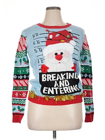 Pre-owned No Boundaries Long Sleeve Top Red Crew Neck Tops