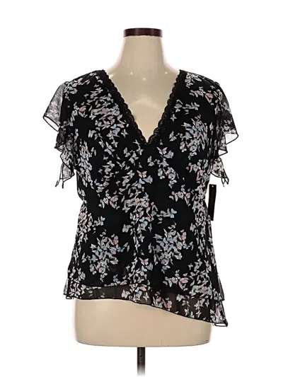 Pre-owned No Boundaries Short Sleeve Blouse In Black