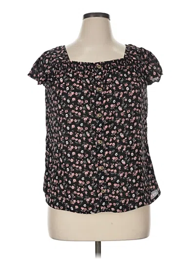 Pre-owned No Boundaries Short Sleeve Blouse In Black