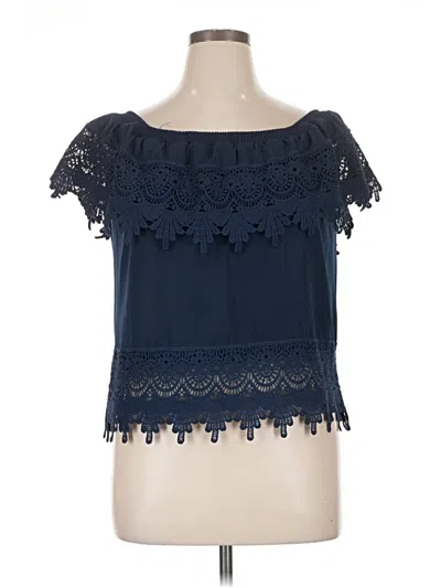 Pre-owned No Boundaries Short Sleeve Blouse In Blue