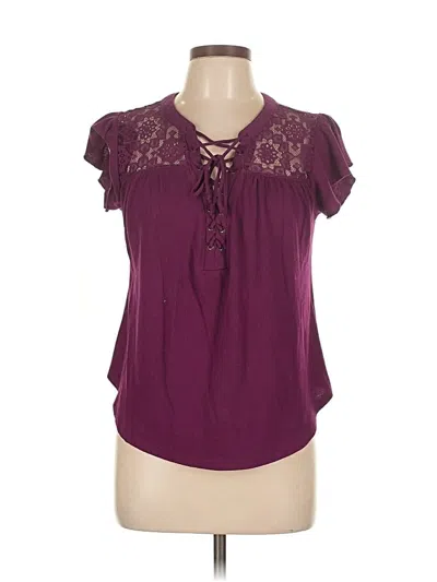 Pre-owned No Boundaries Short Sleeve Blouse In Burgundy