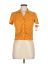 No Boundaries Short Sleeve Blouse In Orange
