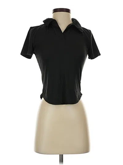 Pre-owned No Boundaries Short Sleeve Top Black Collared Neckline Tops