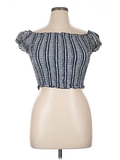 Pre-owned No Boundaries Short Sleeve Top Blue Strapless Neckline Tops