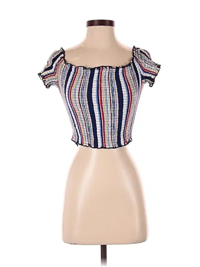 Pre-owned No Boundaries Short Sleeve Top Blue Sweetheart Neckline Tops