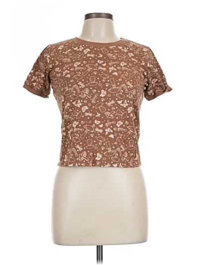 Pre-owned No Boundaries Short Sleeve Top Brown Crew Neck Tops