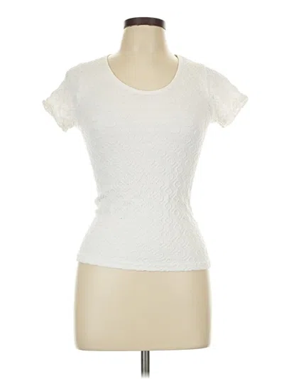 Pre-owned No Boundaries Short Sleeve Top Ivory Scoop Neck Tops