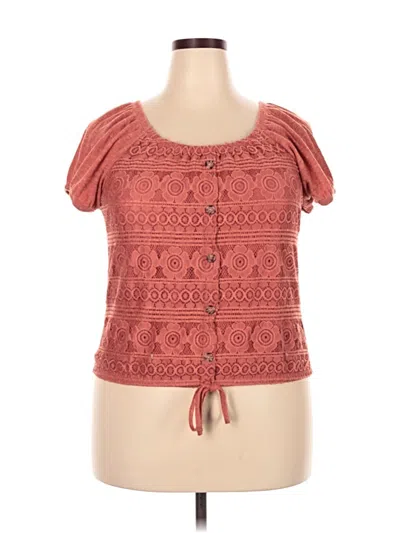 Pre-owned No Boundaries Short Sleeve Top Orange Sweetheart Neckline Tops