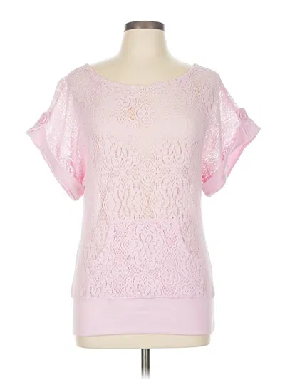 Pre-owned No Boundaries Short Sleeve Top Pink Boatneck Tops