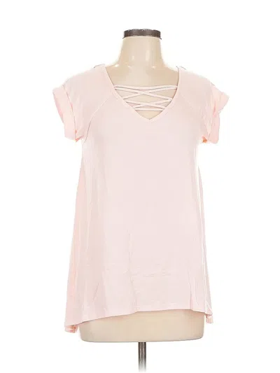 Pre-owned No Boundaries Short Sleeve Top Pink Cold Shoulder Neckline Tops