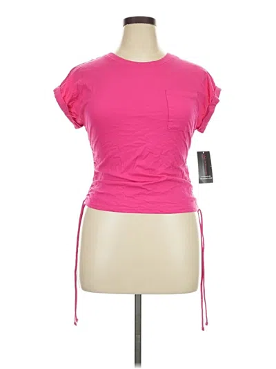 No Boundaries Short Sleeve Top Pink Keyhole Neckline Tops