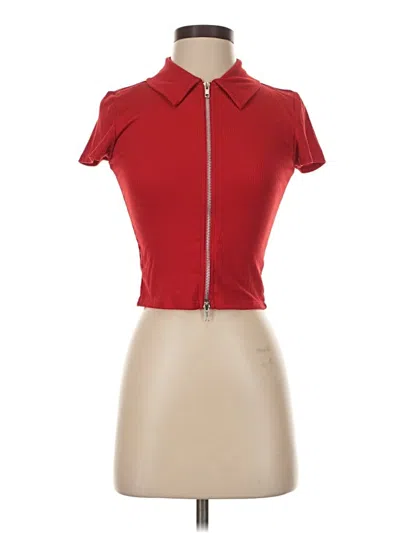 Pre-owned No Boundaries Short Sleeve Top Red Keyhole Neckline Tops