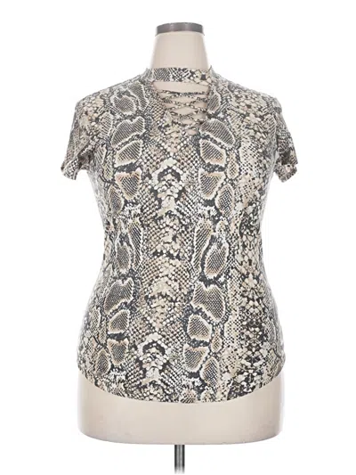 Pre-owned No Boundaries Short Sleeve Top Silver High Neck Tops