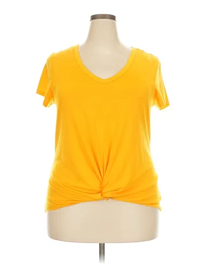 Pre-owned No Boundaries Short Sleeve Top Yellow V Neck Tops