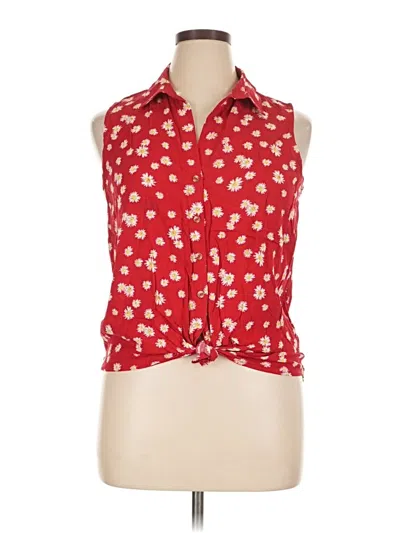 Pre-owned No Boundaries Sleeveless Button Down Shirt In Red