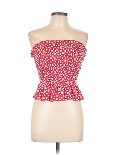 Pre-owned No Boundaries Sleeveless Top Red Strapless Neckline Tops
