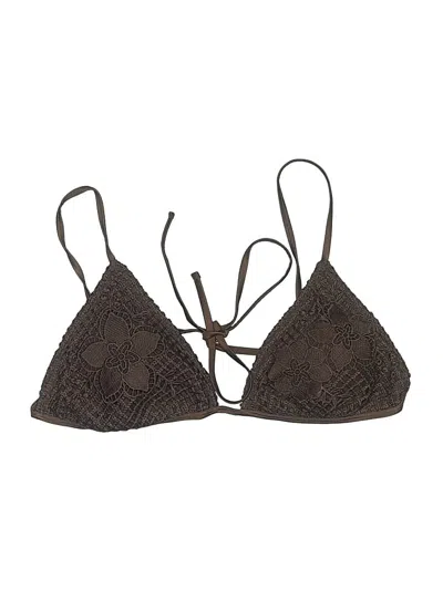 Pre-owned No Boundaries Swimsuit Top Brown Chevron/herringbone Pattern Swimwear