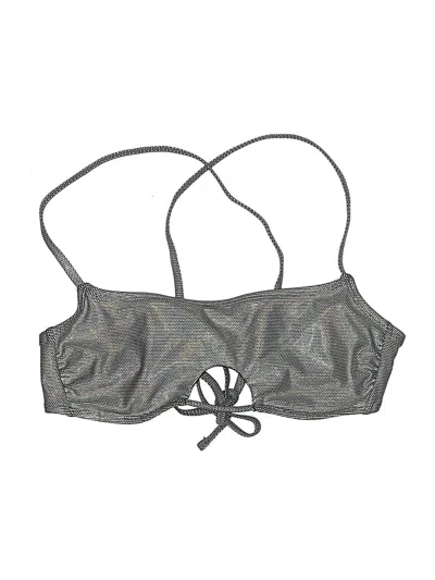 Pre-owned No Boundaries Swimsuit Top Gray Metallic Pattern Swimwear