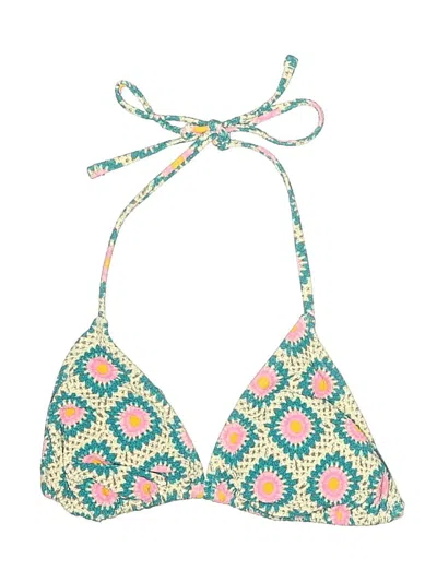 Pre-owned No Boundaries Swimsuit Top Green Print Pattern Swimwear