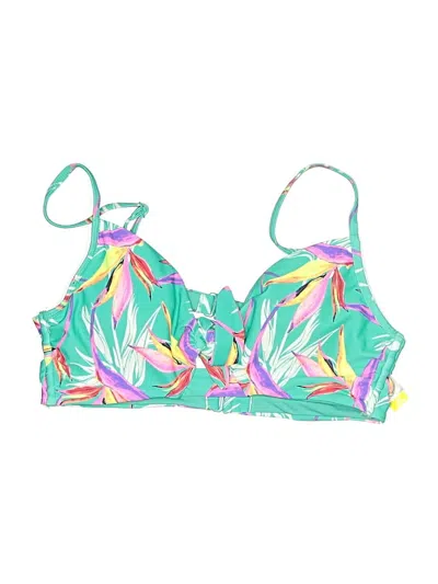 Pre-owned No Boundaries Swimsuit Top Green Tropical Pattern Swimwear