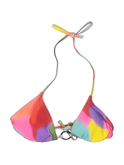 Pre-owned No Boundaries Swimsuit Top Pink Color Block Pattern Swimwear