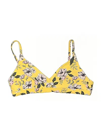 Pre-owned No Boundaries Swimsuit Top Yellow Floral Pattern Swimwear