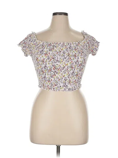Pre-owned No Boundaries Tube Top White Tweed Pattern Strapless Neckline Tops
