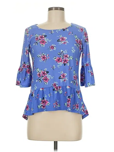 Pre-owned No Comment 3/4 Sleeve Blouse In Blue