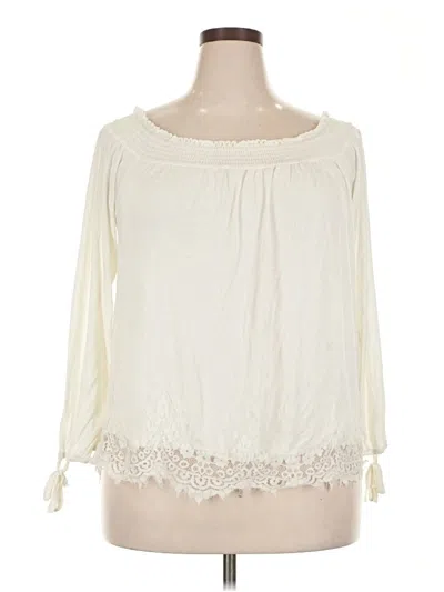 Pre-owned No Comment 3/4 Sleeve Blouse In Ivory