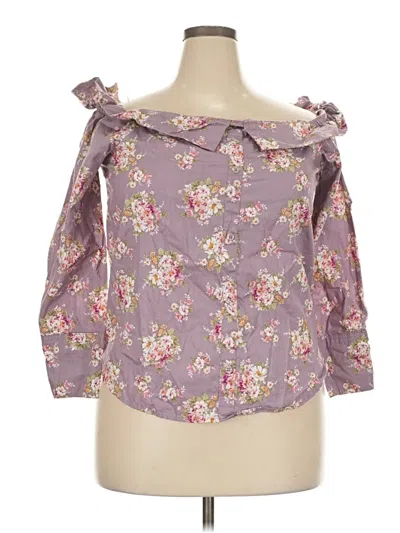 Pre-owned No Comment 3/4 Sleeve Blouse In Purple