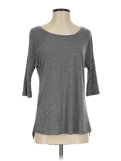 Pre-owned No Comment 3/4 Sleeve Top Gray Boatneck Tops