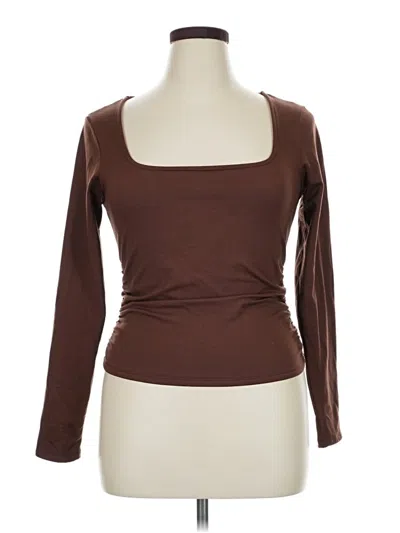 Pre-owned No Comment 3/4 Sleeve T-shirt In Brown