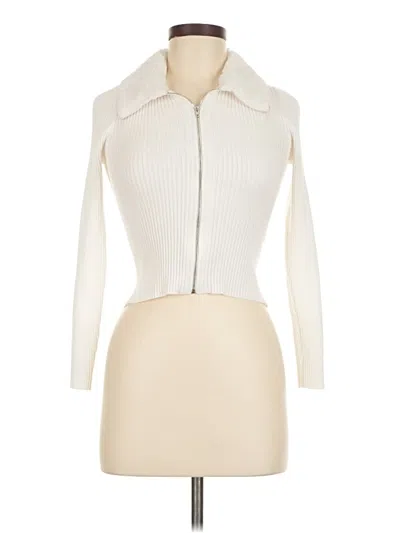 Pre-owned No Comment Cardigan Sweater In White