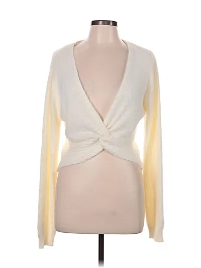 Pre-owned No Comment Cardigan Sweater In White