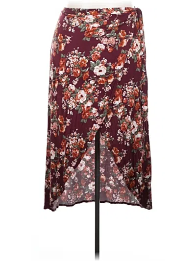 Pre-owned No Comment Casual Skirt In Burgundy