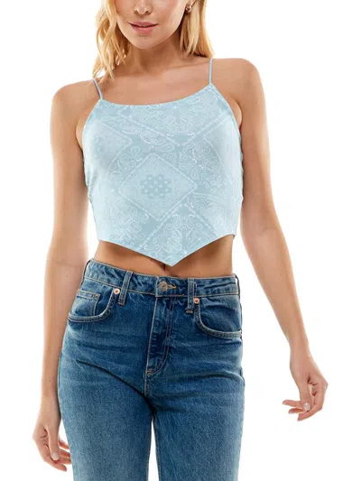 No Comment Juniors Womens Handkerchief Hem Polyester Tank Top In Blue