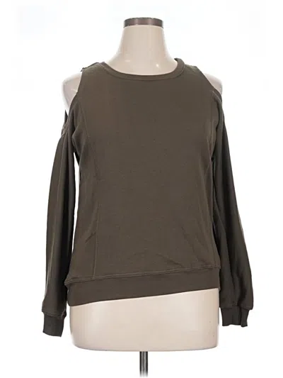 Pre-owned No Comment Long Sleeve Top Brown Cold Shoulder Neckline Tops