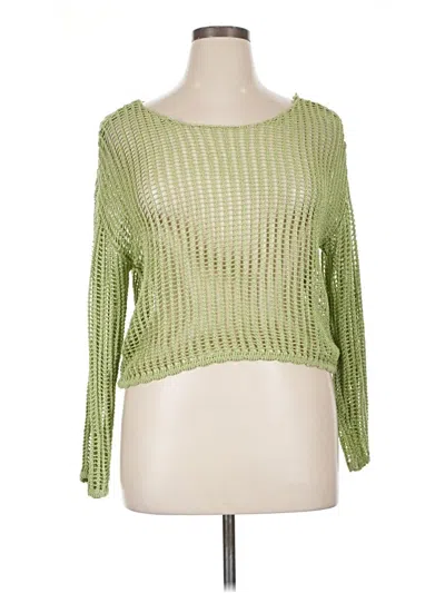 Pre-owned No Comment Long Sleeve Top Green Boatneck Tops