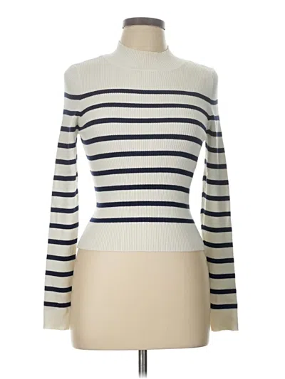 Pre-owned No Comment Long Sleeve Top Ivory Turtleneck Tops In White