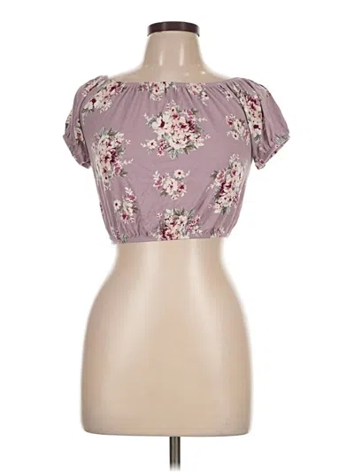 Pre-owned No Comment Short Sleeve Blouse In Purple