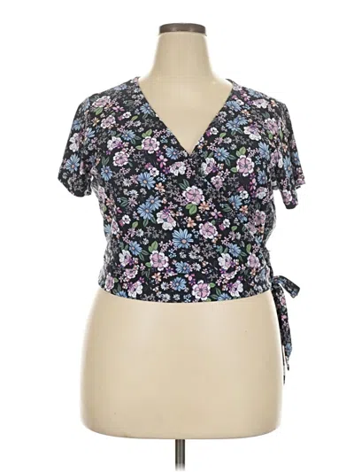Pre-owned No Comment Short Sleeve Blouse In Purple