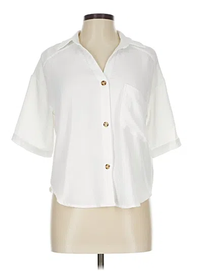 Pre-owned No Comment Short Sleeve Blouse In White