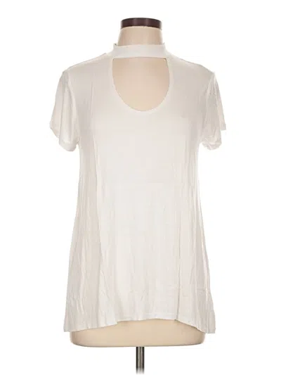 Pre-owned No Comment Short Sleeve Top Ivory Keyhole Neckline Tops